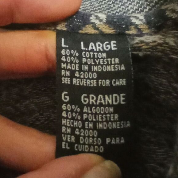 Men's KNIGHTSBRIDGE SIZE L  SHIRT. BROWN/TAN for main. Black AND GRAY ON CUFFS - Picture 8 of 9